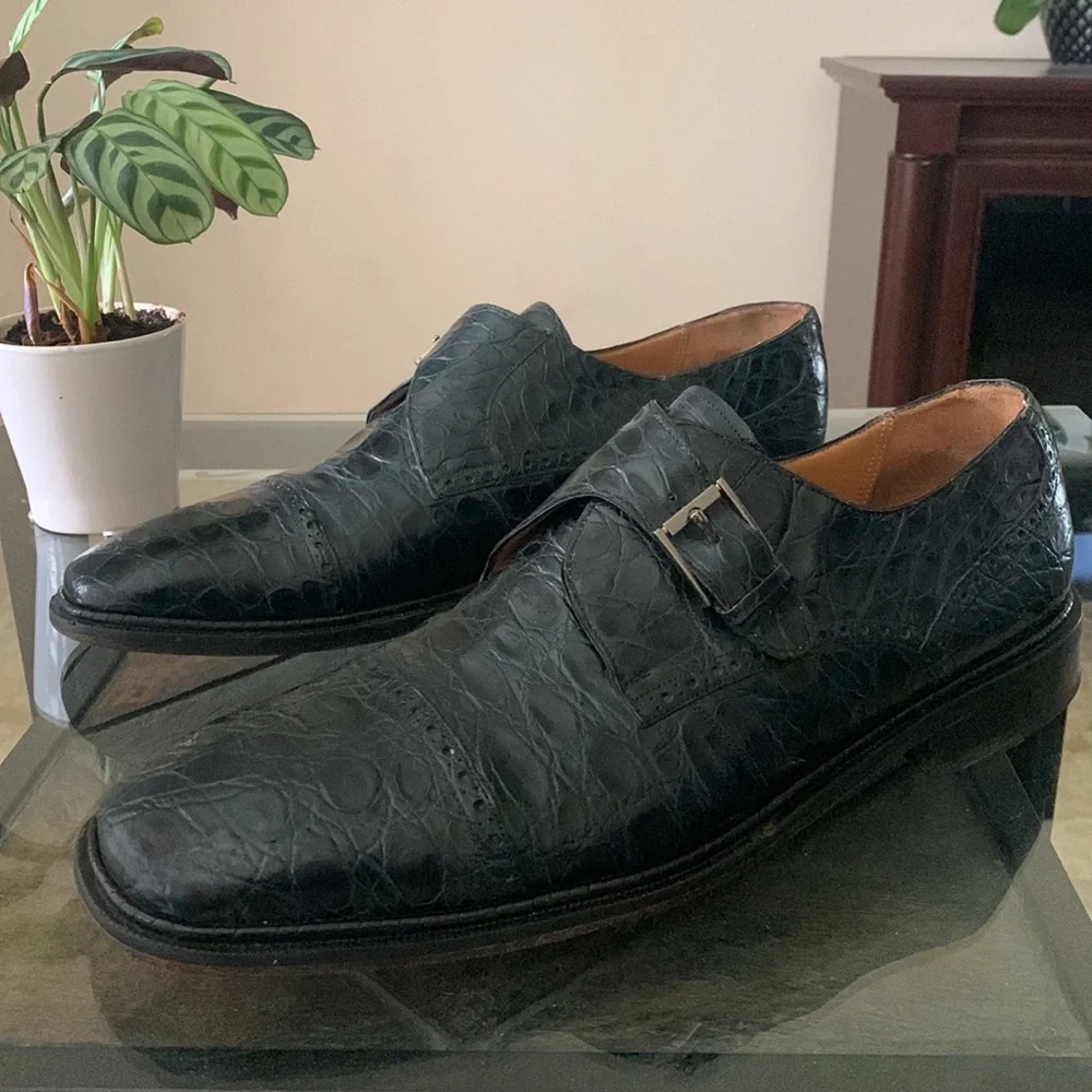 Genuine Crocodile Monk Strap Leather Loafers | PAOLO DE MARCO